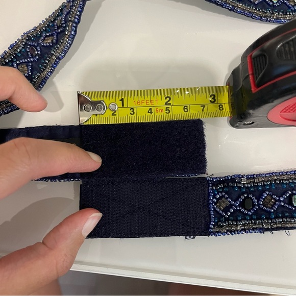 Vintage navy blue beaded belt - Picture 8 of 8